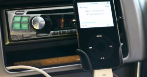 mp3 player connected to a car stereo 